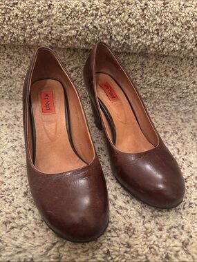 Miz Mooz Brown Leather Wedge Pumps